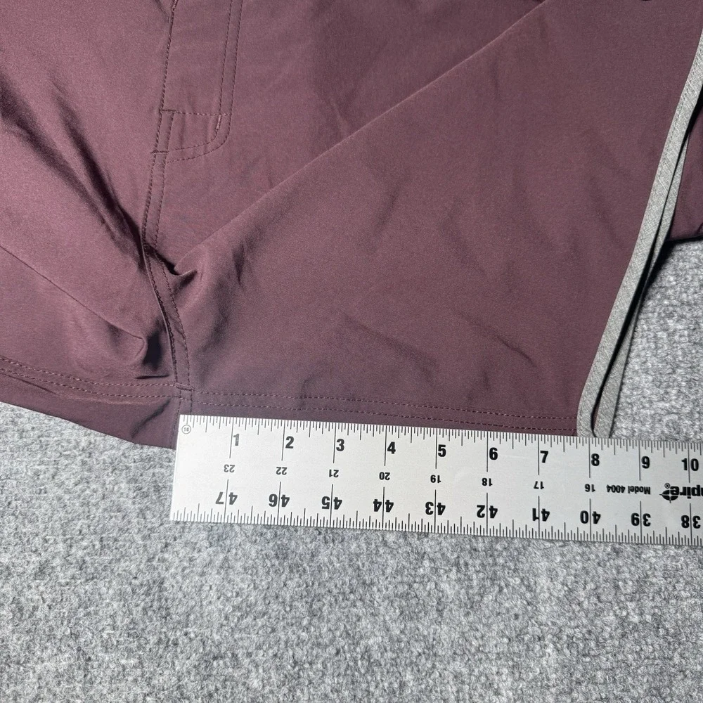 Vuori Peak Board Short Burgundy Red Gray Unlined Drawstring Swim Shorts Men 36x8